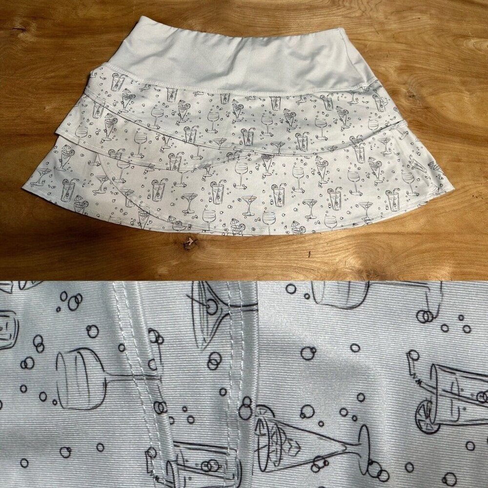 lucky in love Ladies Sz S Tennis Golf pickleball skort Stretch pull on ruffle